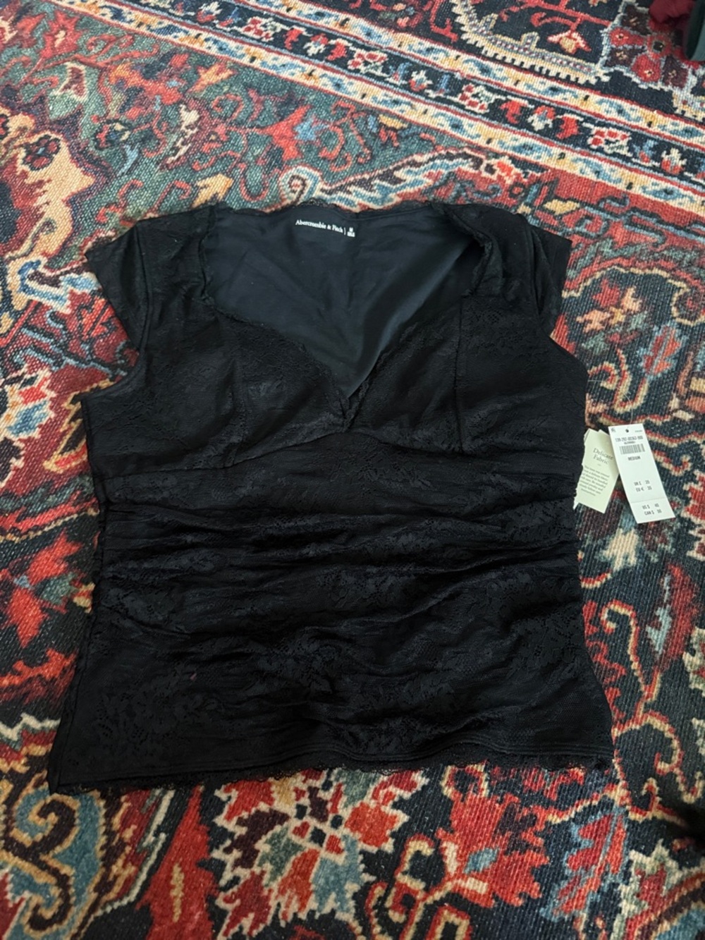 Abercrombie & Fitch Black Lace-Trim Bra Free Tank